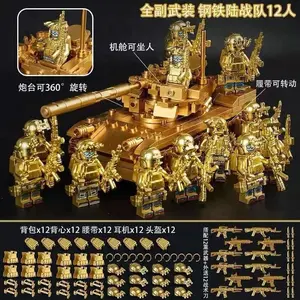 2026 hot item The gold building block Weilong Jiaolong mini humanized doll, World War II golden ghost humanoid doll, cartoon toy birthday gift