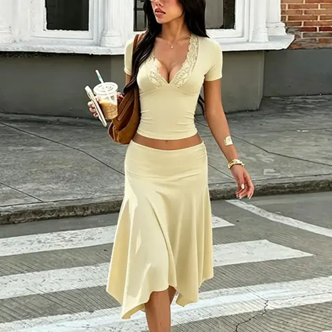 Floral Print Short Top and Skirt Set, Two Piece Outfit, Elegant Chic Women's, Perfect for Daily Wear, Comfortable and Stylish Design, Ideal for All Seasons