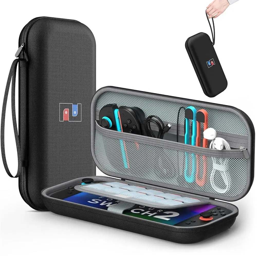 Hard Shell Shockproof Carrying Case Cover for Nintendo Switch OLED/Switch 2 2025 Handheld Console, Portable Accessory with 10 Game Card Slots for Enhanced Protection