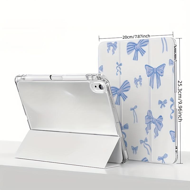 Blue butterfly pattern, with adjustable bracket and pen slot, foldable non-slip TPU protective case, suitable for iPad mini, iPad Air, iPad Pro/iPad 10th generation, 11th generation and other series of iPad protective cases