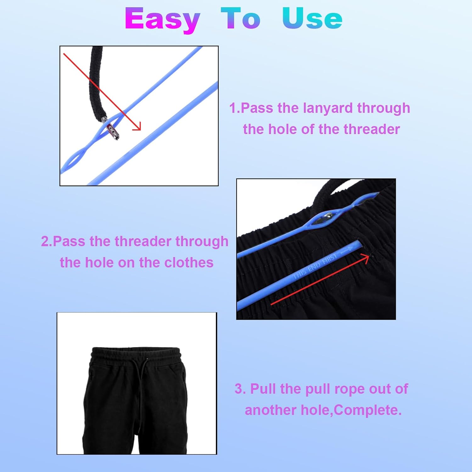 2 count Plastic Flexible Drawstring Threader,58.2cm/23in Hoodie String Threader Drawstring Replacement Quick & Easy Drawstring Threader Tool for Sweatpants,Jackets,Swim Trunks,Shorts(Blue) 2 count Plastic Flexible Drawstring Threader,58.2cm/23in Hoodie String Threader Drawstring Replacement Quick & Easy Drawstring Threader Tool for Sweatpants,Jackets,Swim Trunks,Shorts(Blue)