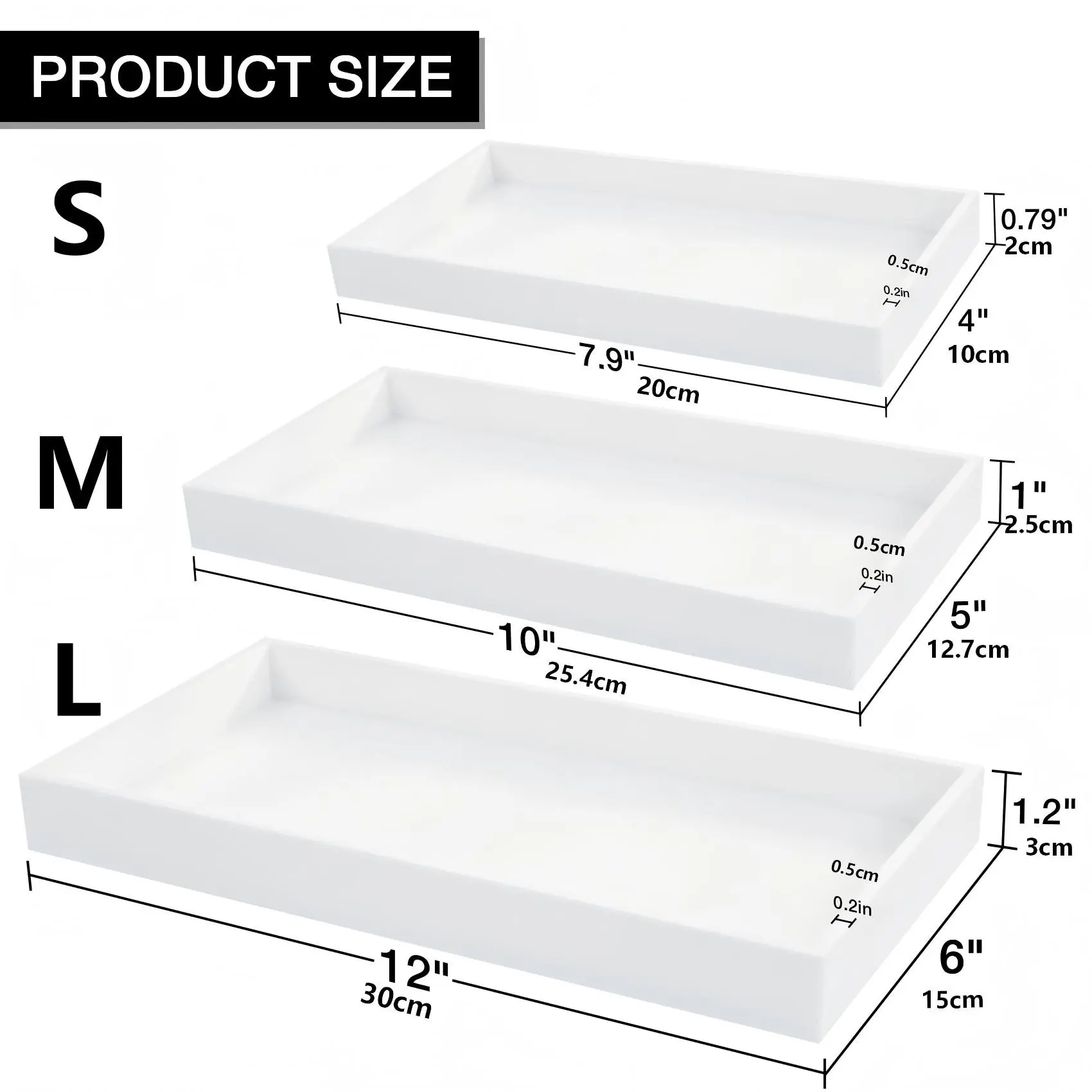 Acrylic Tray, 5mm Thick, Ideal for Makeup, Perfume, Jewelry, Napkins, Bathroom, Toilet Tank, Sink, Dressing Table, Coffee Table Decor Organiser