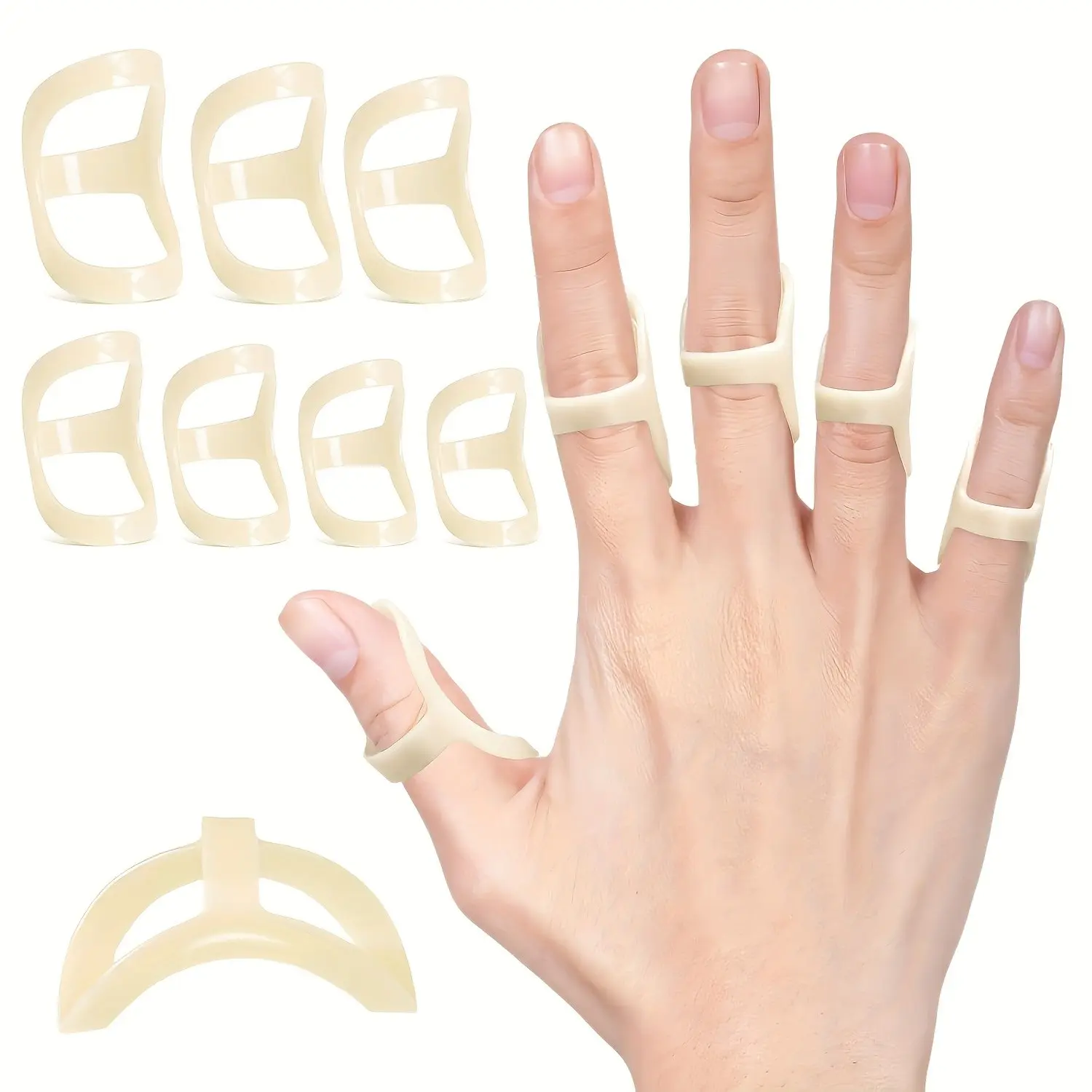 7 Piece Oval Finger Splints, Trigger Finger Brace for Thumb/index/middle/ring/pinky, Sizes 4-10, Ideal for Straightening & Hammer Toe Relief