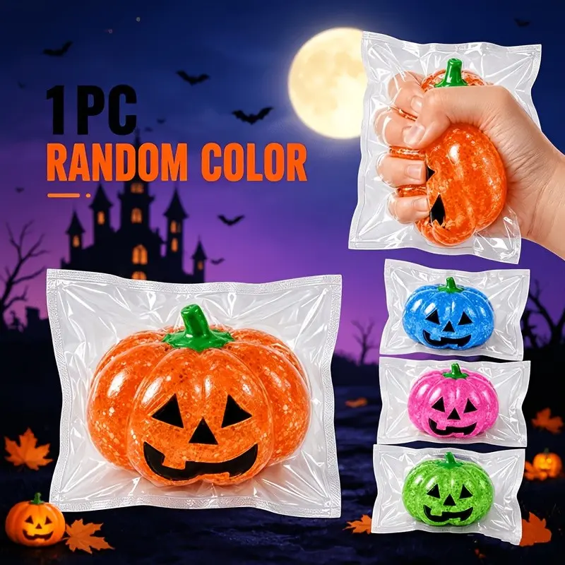Halloween Pumpkin Squeeze Toy Gift, Glitter Pumpkin Prank Toy, Random Color, Cute Mini Pumpkin Desk Decor, Fun Press Toy for Halloween Party Gifts