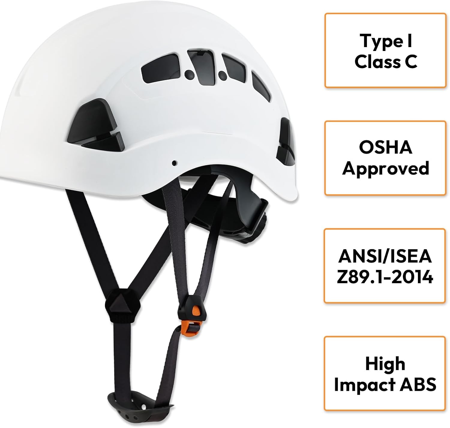 Hard Hat, Vented Safety Hardhats, Cascos De Construccion, 6-Point Suspension Adjustable Forestry Arborist Work Helmet for Men Women, Construction Climbing Protective Headgear