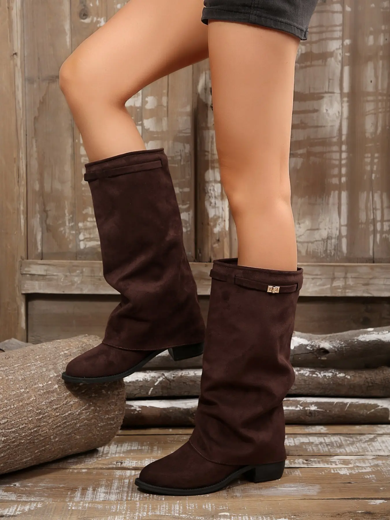 New Women's Retro Flare Knee-High Boots, Soft PU Material, Pointed Toe Design, Perfect for Office, Parties, Daily Wear, Shoe Boots
