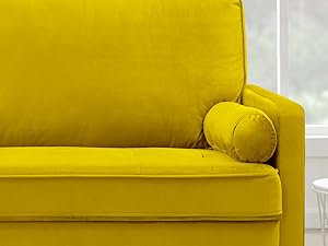SZLIZCCC 67 Inch Modern Velvet Loveseat Sofa with Tufted Upholstered Back - Mid-Century Compact Design for Small Spaces Living Room&Bedroom (Yellow)​​