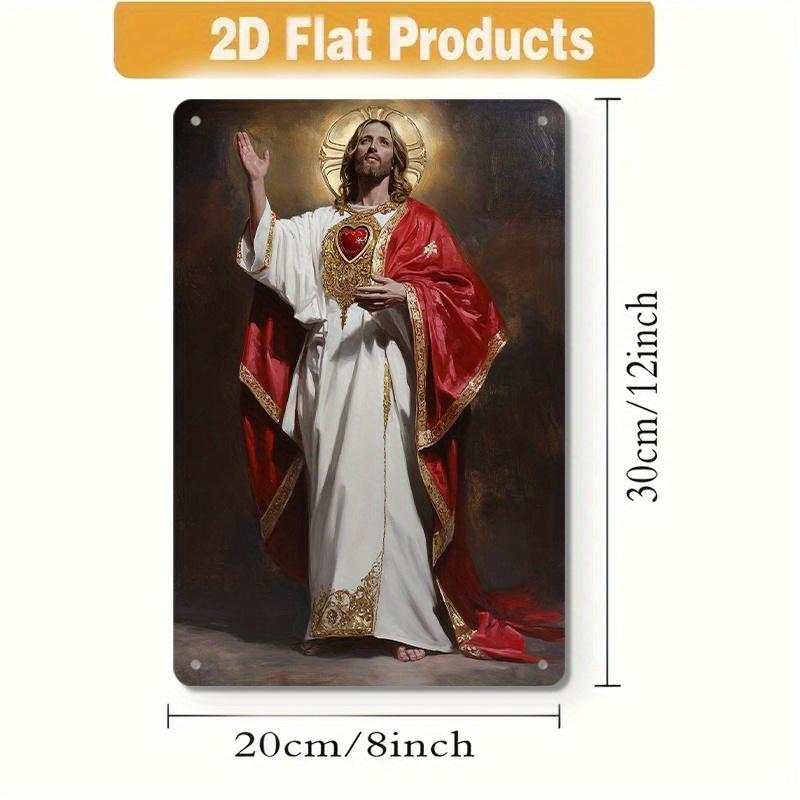 [Aluminum plate signboard]1pc, Vintage Metal Tin Sign, 2D/Flat, Radiant Jesus Silhouette  Appreciation, Art Deco Classic Retro Style, less Wall Hanging Decor, 7.87x11.81inch, Pre-Drilled for Easy Hanging, Indoor/Outdoor Plaque, Multipurpose Home & Shop Wa