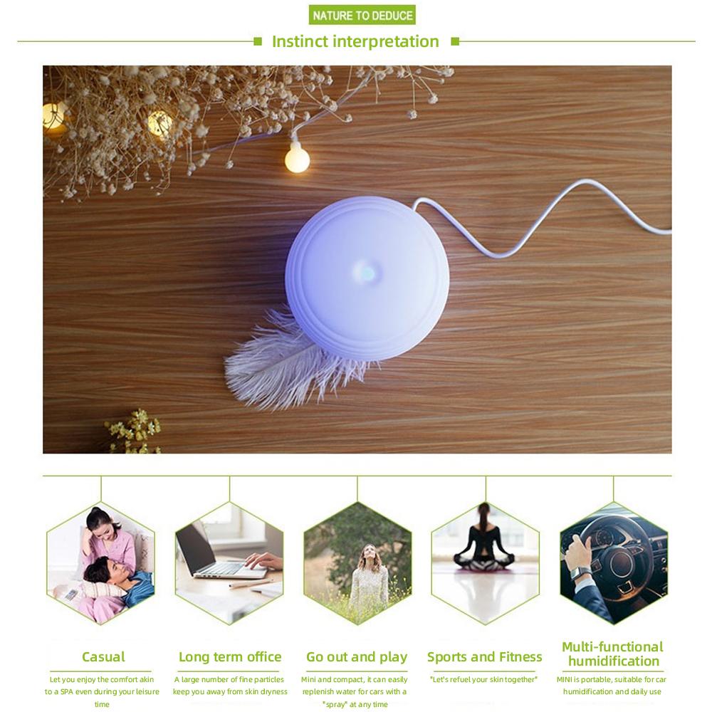 Mini Humidifier Lantern Aromatherapy Diffuser Compact Portable 7-Color LED Night Light Quiet Fog for Office Yoga Car Bedroom Home Decoration