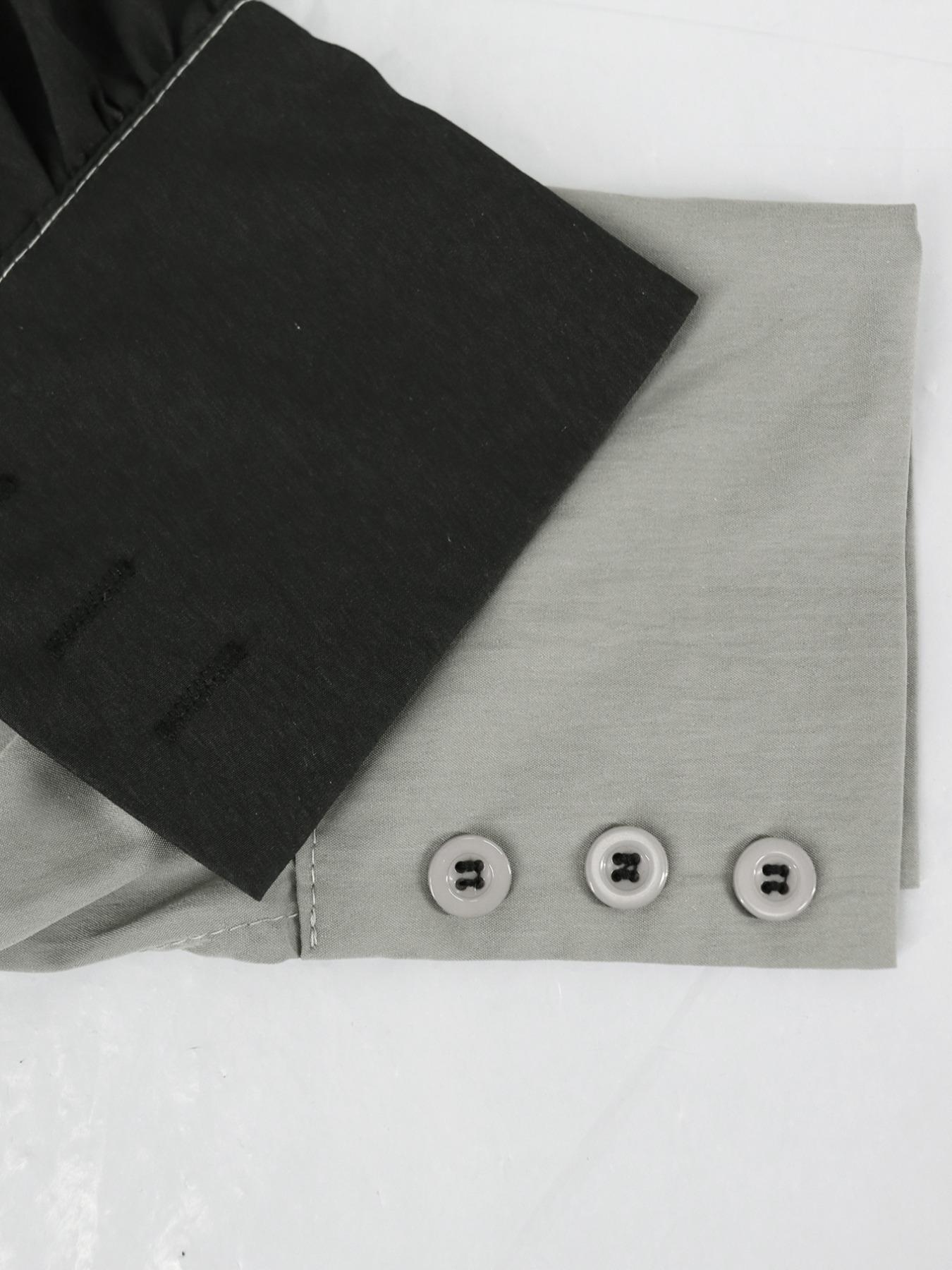 Women's Colorblock Drawstring Hem Dress, Casual Button Front Long Sleeve Woven Dress for Spring & Fall, Women's Clothing for Daily Wear