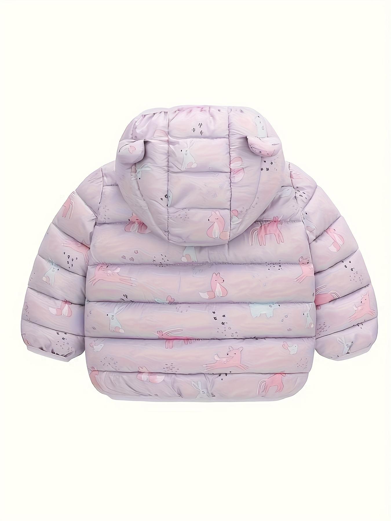 (New)Girls' Cute Dinosaur Print Hooded Jacket • Thickened Winter Coat with Zipper Closure • Soft Polyester Filling • Regular Fit Short Length for Fall/Winter • Halloween & Christmas Outfits • Dinosaur Clothes • Kids Winter Wear • Playful Kids (Gift)11