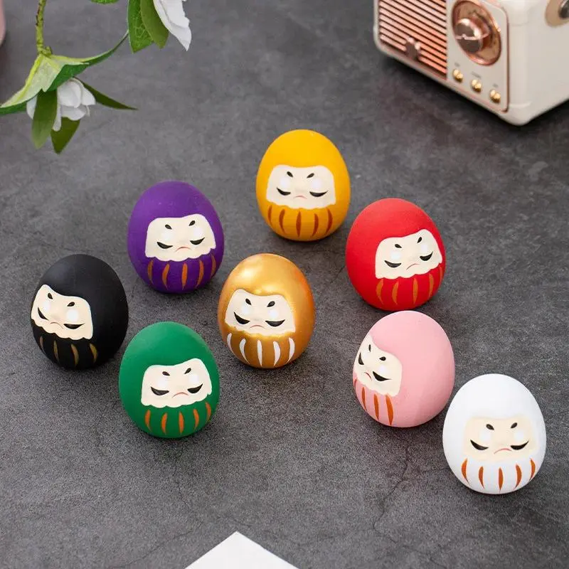 8-Style Transparent Japanese Ceramic Daruma Doll, Lucky Charm Fortune Ornament for Home Desk Landscape Decor, Miniature Gift Accessory, Desk Accessory