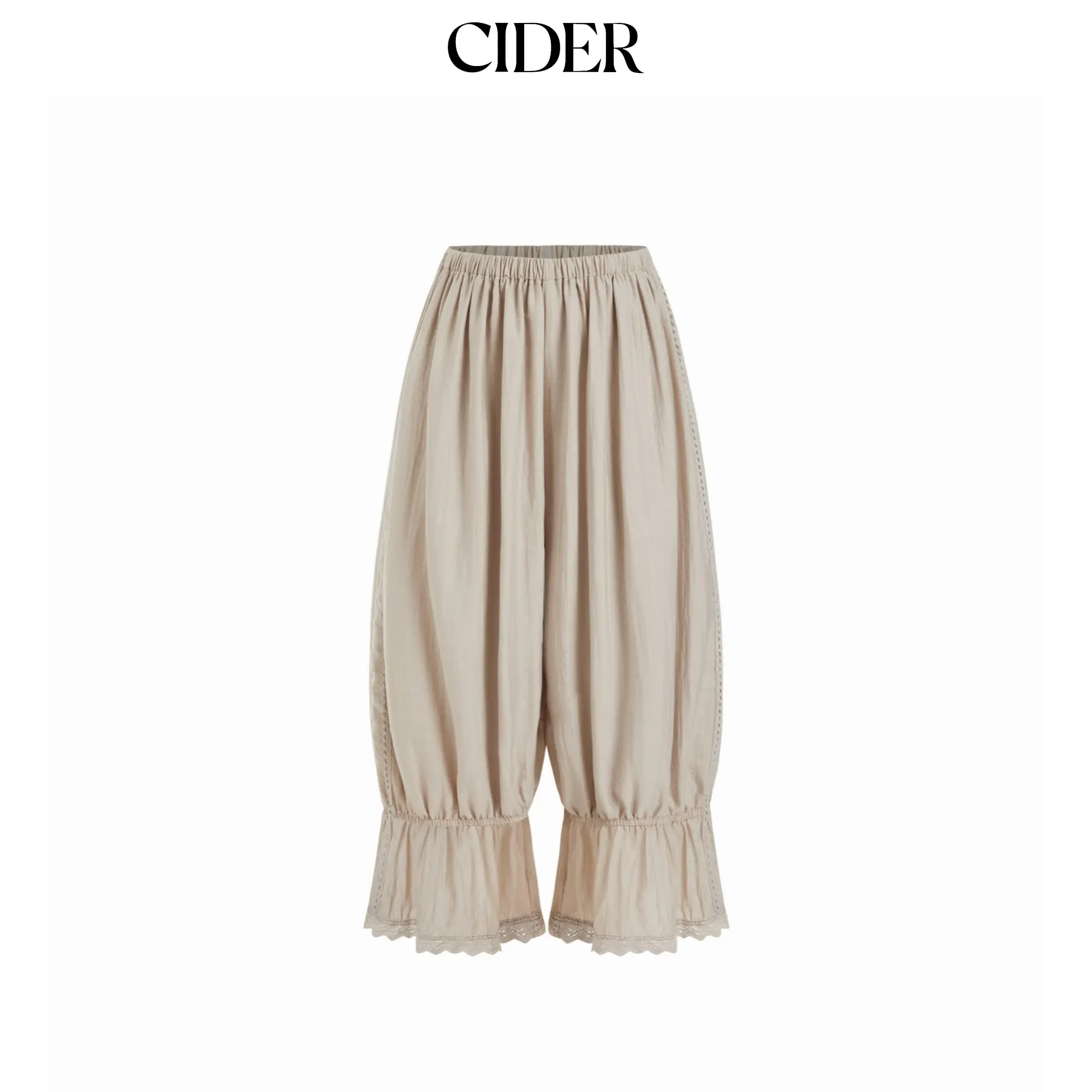 Cider Low Rise Lace Ruffled Oversized Barrel-leg Trousers