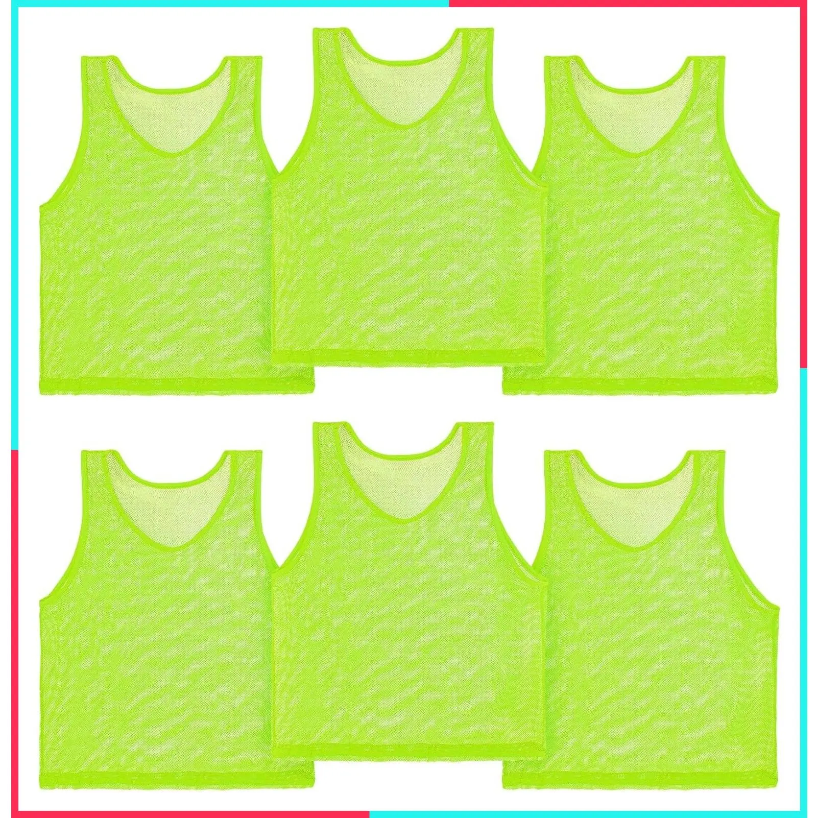 Youth 6/12 Pack Sports Pinnies - Team Practice Vests for Teens & Adults