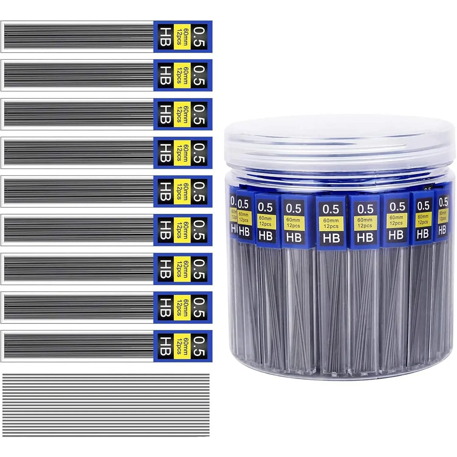 0.5 mm Lead Refills for Mechanical Pencil 840 count | Break Resistant Black HB Leads