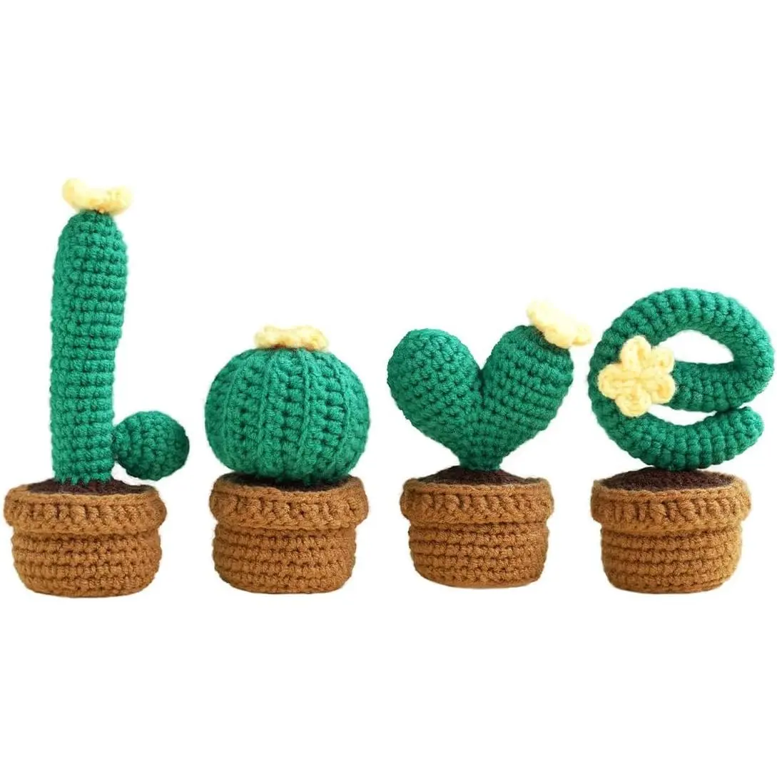 Crochet Kit for Beginners,Crochet Starter Kits,Crochet Kits for Beginners Adults and , with Instructional Videos and Paper Tutorials,  Crafts, Holiday Gifts (Love Cactus)