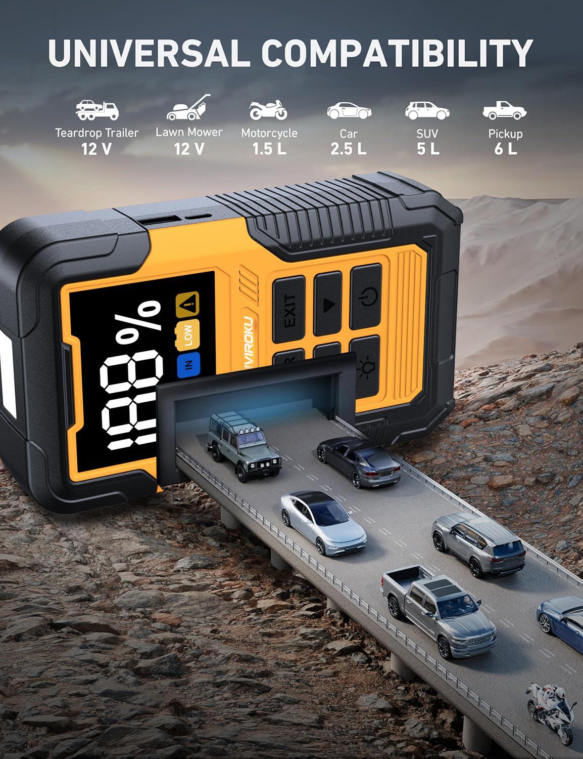 5000A Car Battery Jump Starter with OBD2 Scanner, 12V Portable Jumper Starter, Car Code Reader for Check Engine Light, OBDII Automotive Diagnostic Tool, Fault Code Scanner for Cars, SUVs, Motorcycles, All-in-One Vehicle Emergency Kit, Safe Quick Start & E