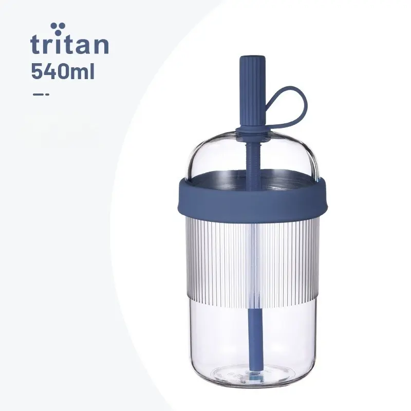 2026 new 540ml Tritan straw cup milk tea cup coffee cup multi-color cross-border portable straw water cup Clear Water Bottle With Straw