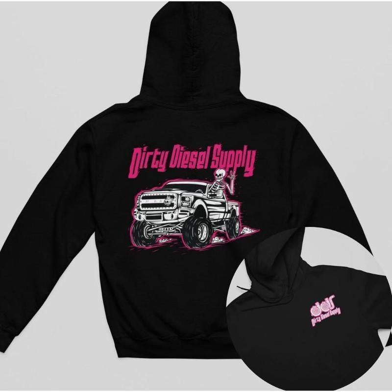 Dirty Diesel Supply Pink Diesel Truck Pattern Men's Hoodie, Unisex Short Sleeve - Comfortable Casual Pullover for Easter, Mother's Day, Father's Day, Summer