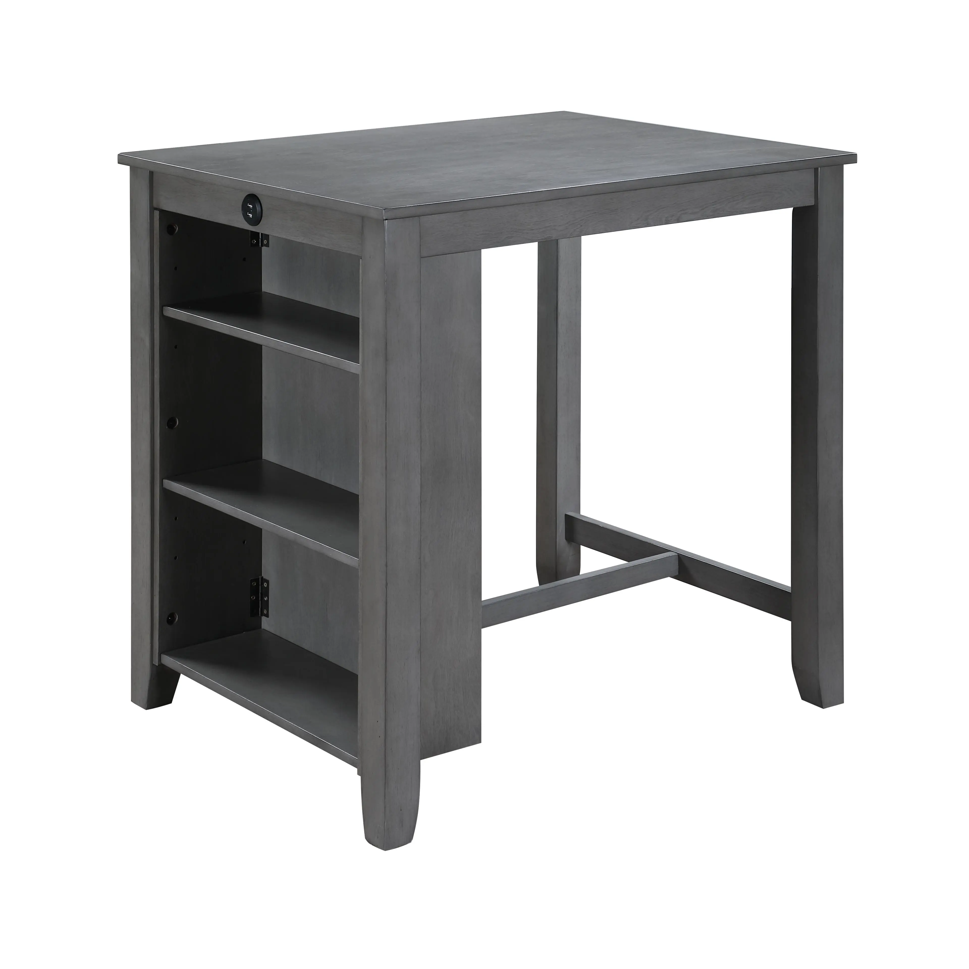 Nokaa Graham 36 In Counter Height Dining Table with USB Ports, 3 Shelves, MDF Veneer, Compact Indoor Kitchen Table for Small Spaces, Single Box, Counter Table