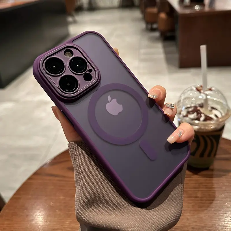 Magnetic Wireless Charging Clear Phone Case for iPhone 17 16 15 14 13 12 11 Pro Max Plus Air, Compatible With MagSafe, Shockproof and Anti-yellowing Purple Protective Cover, Suitable for men and women