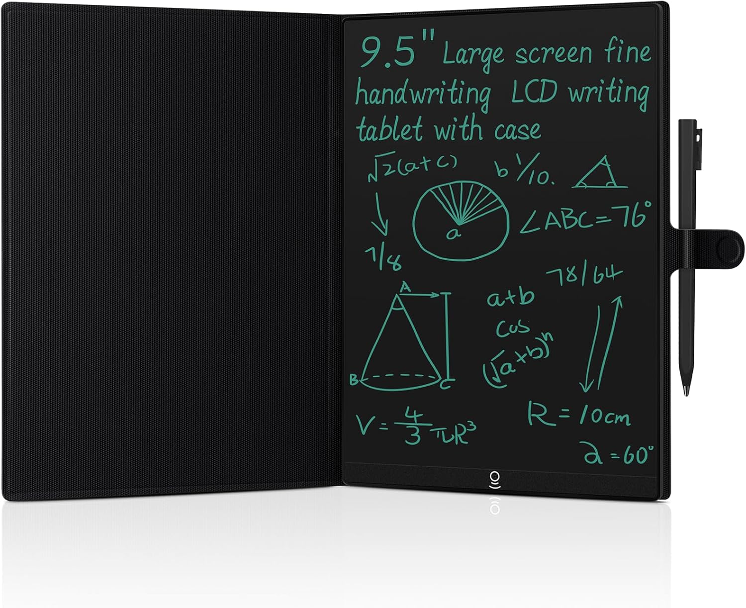 LCD Writing Tablet 9.5 Inch with Leather Case Full Screen Reusable Digital Notepad Portable for Adult Kids Home Office School Supplies
