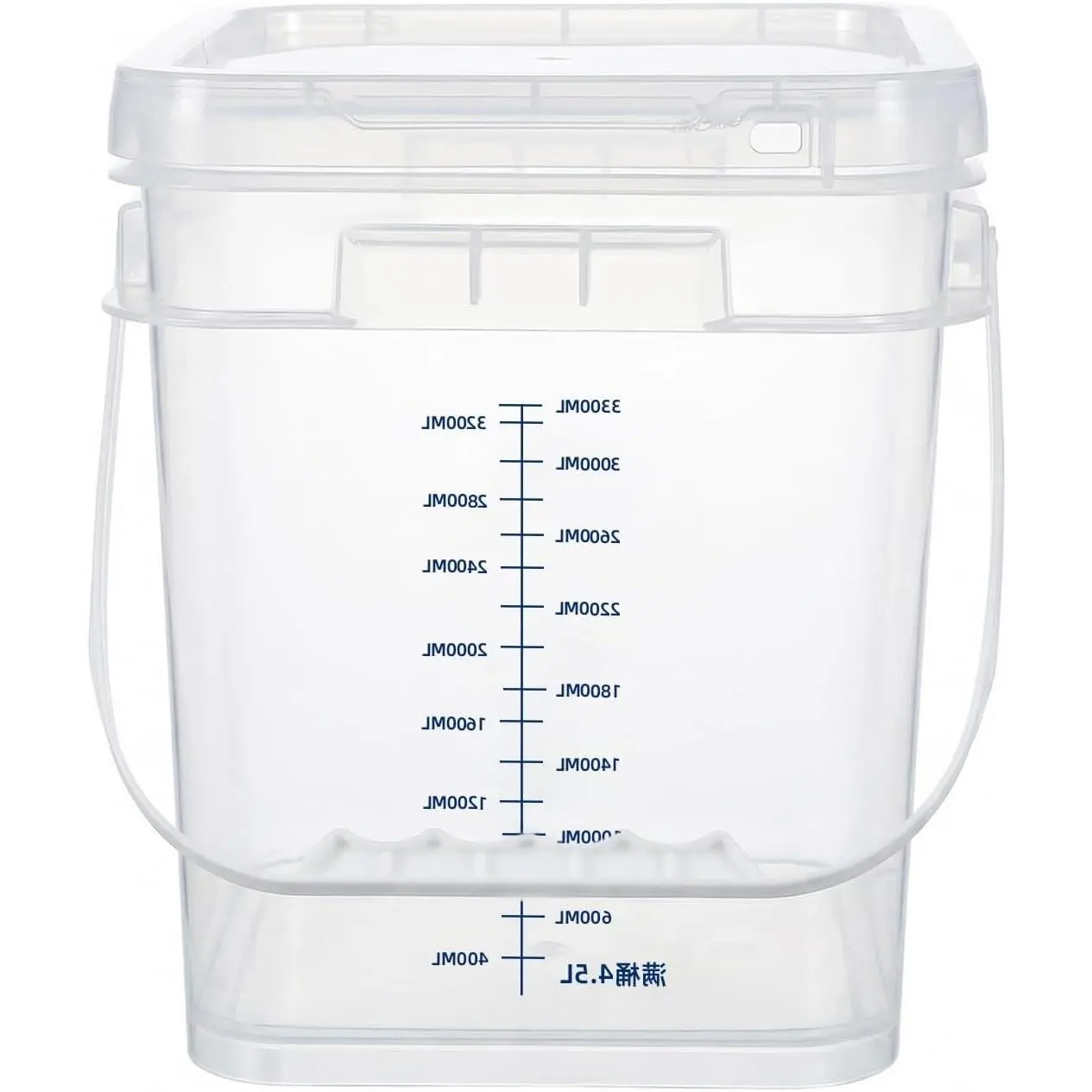 2 PCS 1 Gallon Clear Square Food-Grade Buckets with Lids, Graduated Markings & Comfort Grip Handles, Heavy-Duty Plastic Pails for Food Storage & CleaningGift