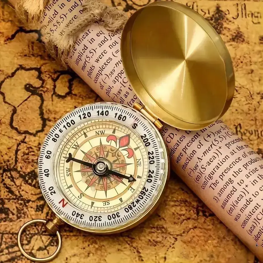 Copper Compass for Hiking & Camping, Vintage Clamshell Pocket Compass with Glow in The Dark Dial, Waterproof Outdoor Navigation Gear for Survival Kit, Backpacking, Travel & Adventure Accessories sohochic