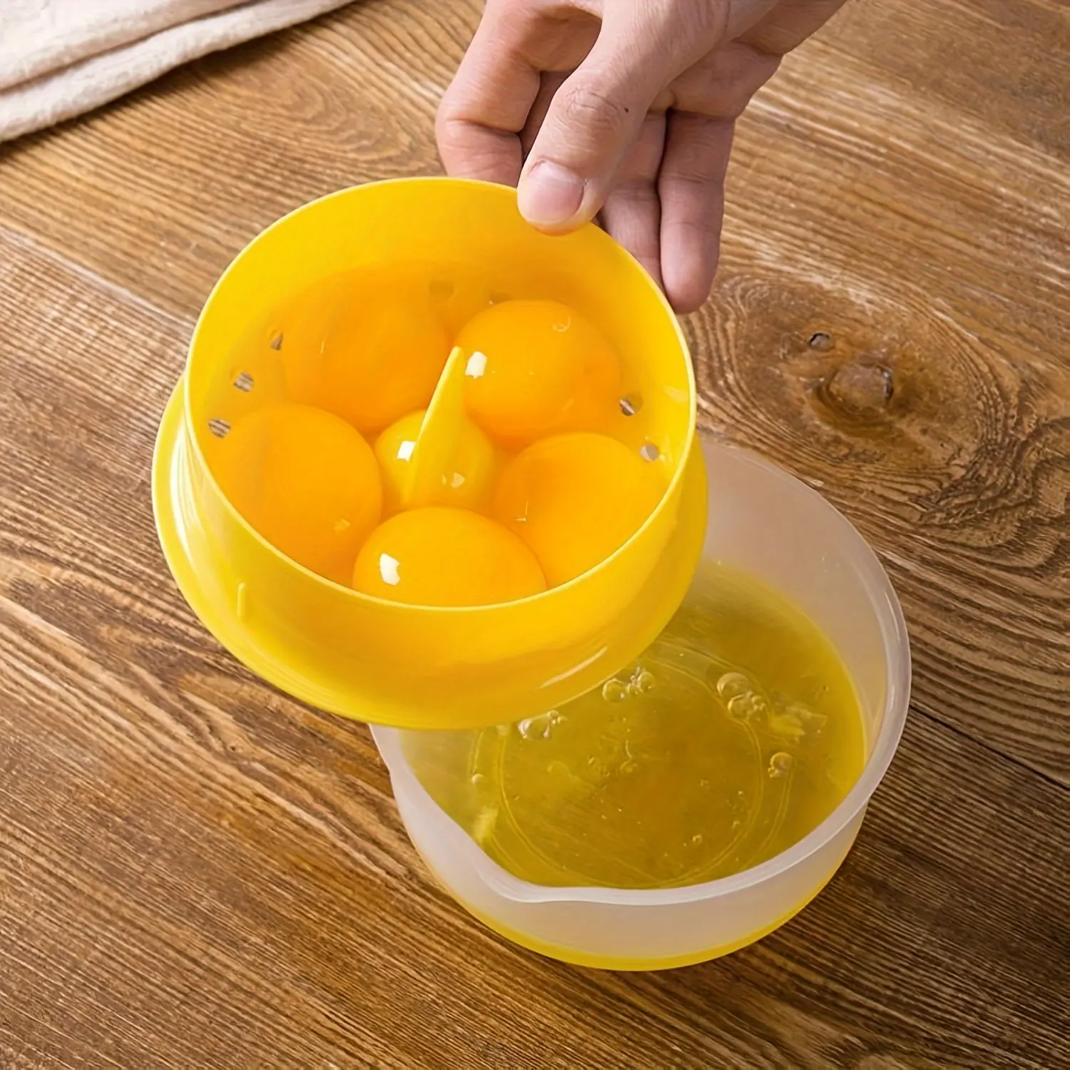 1 Pack Egg Separator with Collection Bowl and Pour Spout, Yellow Yolk and Egg White Separator for Baking