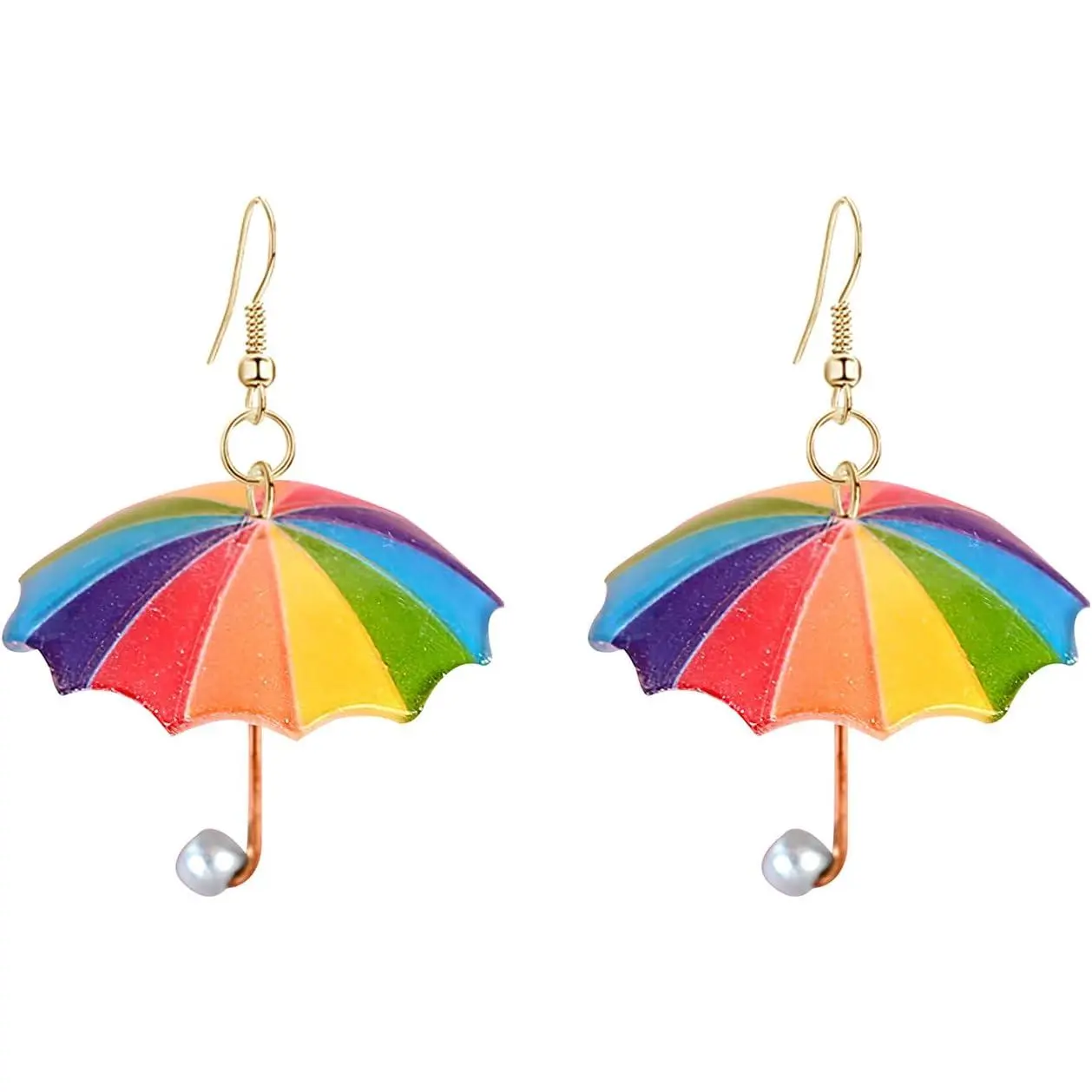 Funny Cute  Rainbow Umbrella Drop Dangle Earrings Personality Creative Mini Umbrella Weather Earrings Costume Holiday  for Womens Gifts