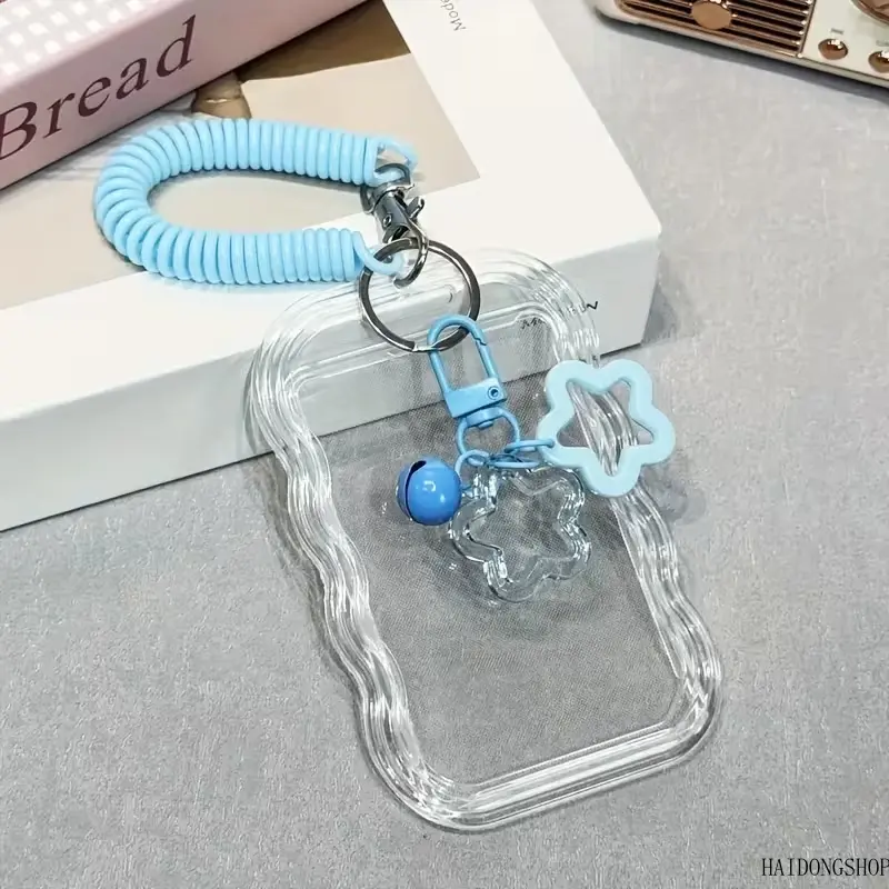 Coquette Kawaii Viral Minimal Clear Star Card Holder For Students, High-Aesthetic Multi-Use ID Badge Protector, Soft Girly Stationery Accessory For Campus Subway Office Daily Styling