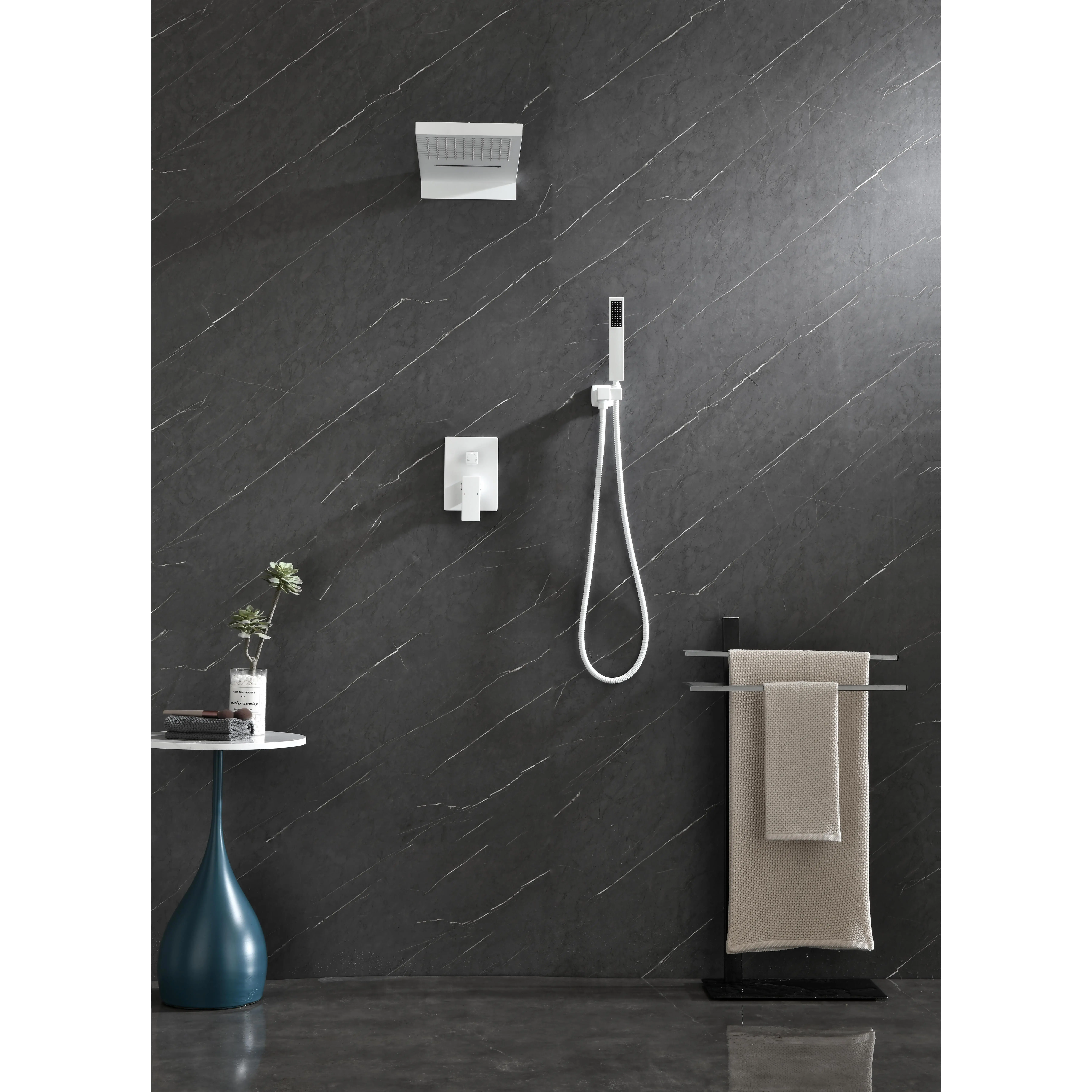 ARCH Wall Mounted Shower System with Waterfall Rainfall Shower Head and Handheld Spray, Shower Faucet Set for Bathroom, Multiple Spray Modes, Chrome Finish, Complete Shower Kit for Home Bathroom Renovation, Bathroom Shower Door for Bathtub
