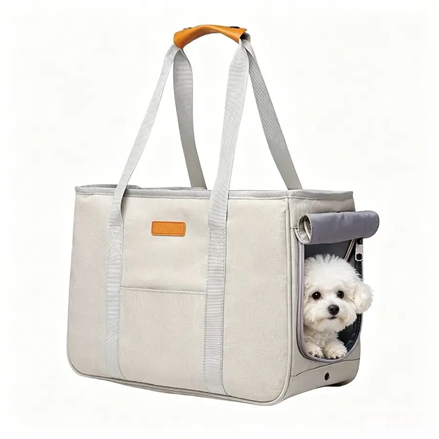 Portable Pet Carry Handbag with Comfort Handles, Large Capacity Cat Travel Tote, Durable Oxford Fabric Pet Carrier Purse for Small Medium Cats & Dogs, Up to 12 lbs