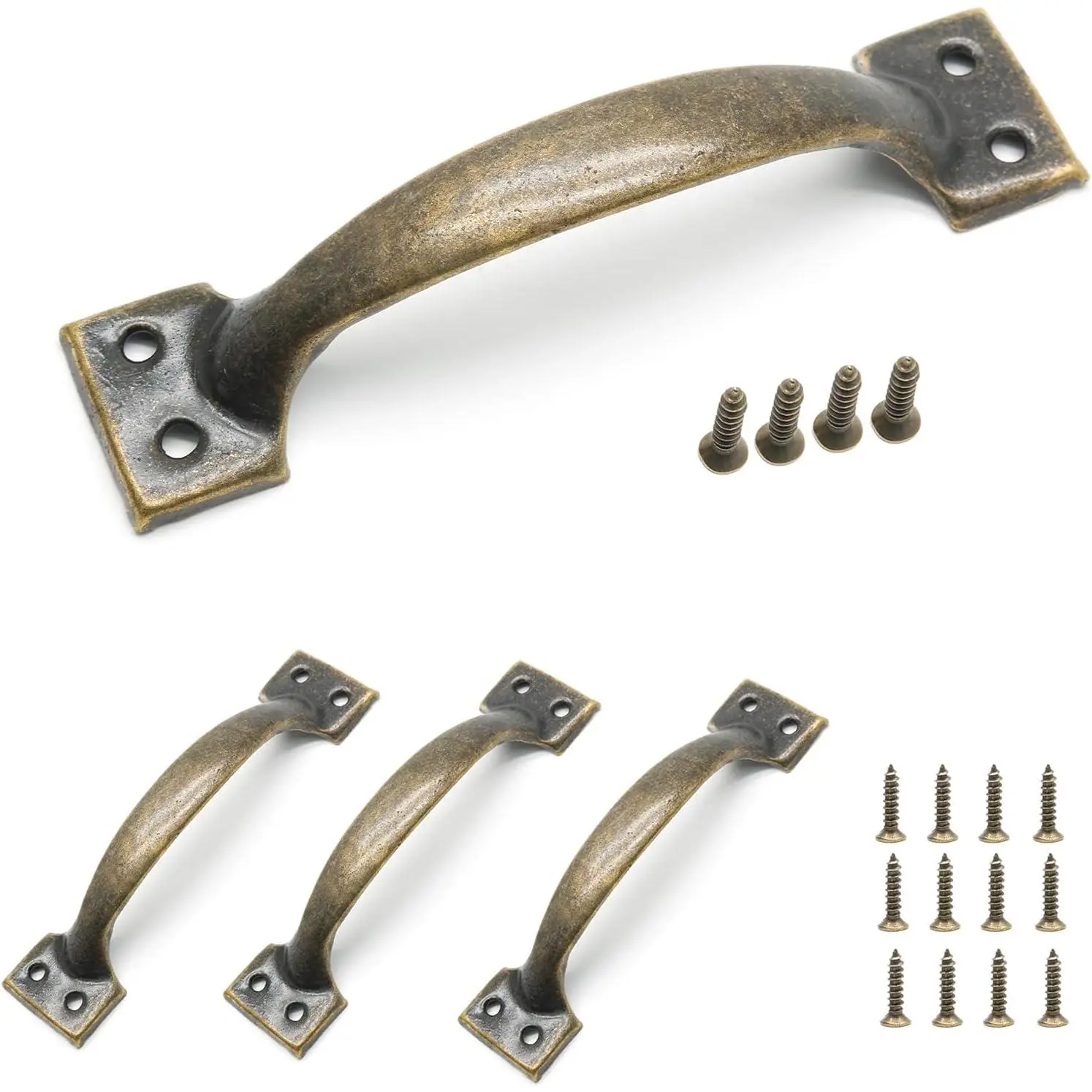 4 count 4 Inch Bronze Metal Cabinet Handles Drawer Pulls |  Dresser Handles, Curved Cupboard Handles, For Kitchen Furniture Closet Door
