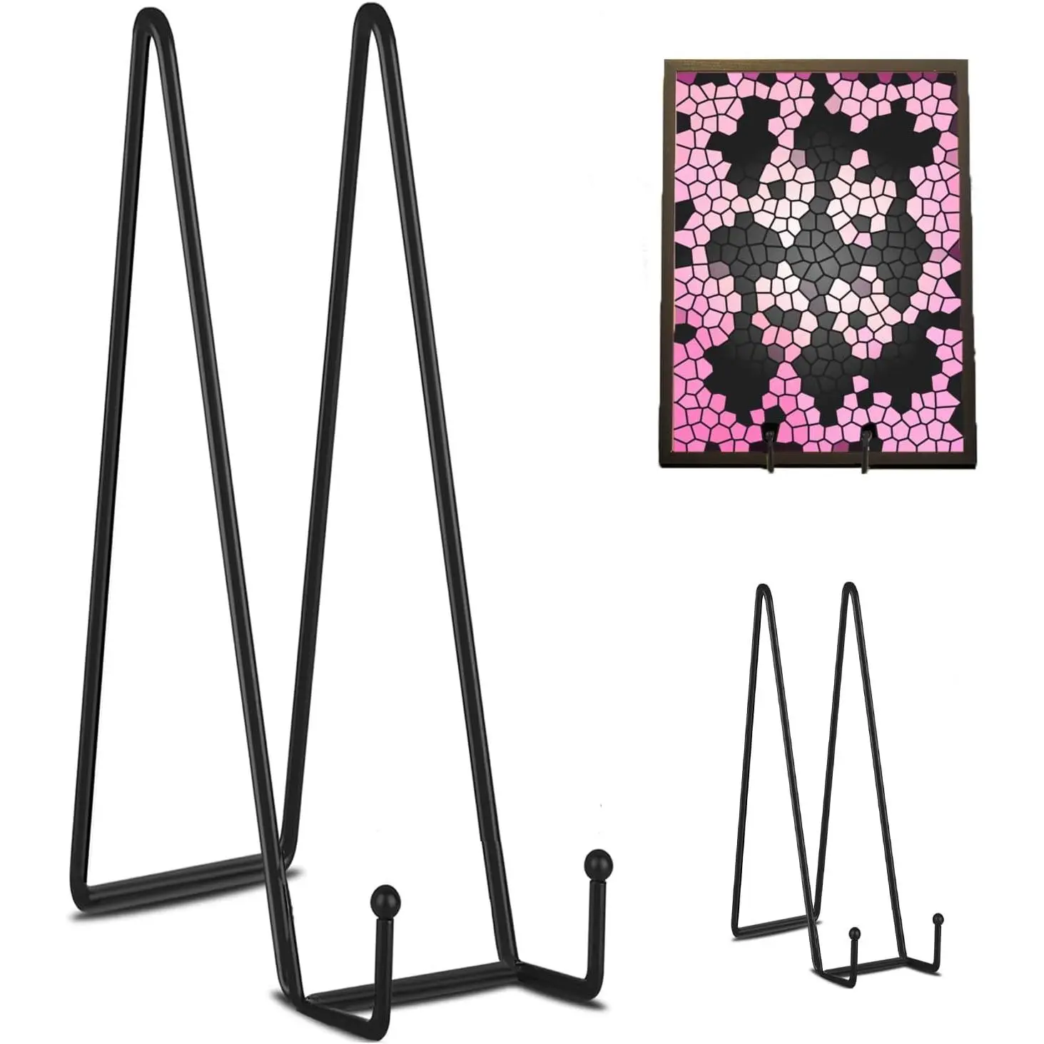 3-Pack 16" Height Metal Wire Plate Display Stands - Large Base Table Top Easel with Stability for Decorative Plates, Picture Frames, Books, Simple