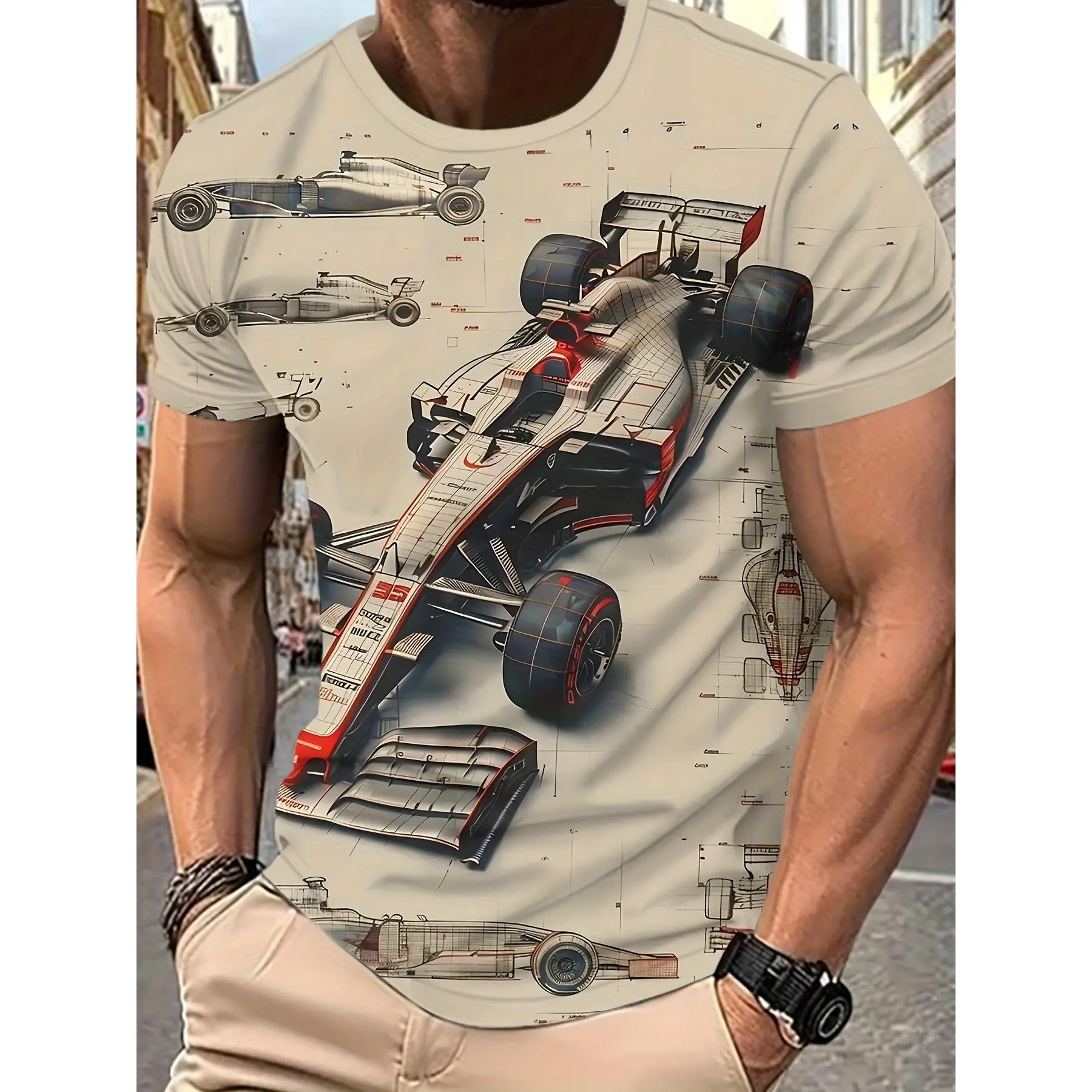 Men's Formula Racing Car Graphic T-Shirt, Race Car Blueprint Short Sleeve Tee, Motorsport Driver Shirt, Lightweight Crew Neck Top for Men, Auto Racing Fan Gift, Summer Casual Streetwear, Track Day Outfit, Car Enthusiast Apparel, Sport Car Tee Shirt