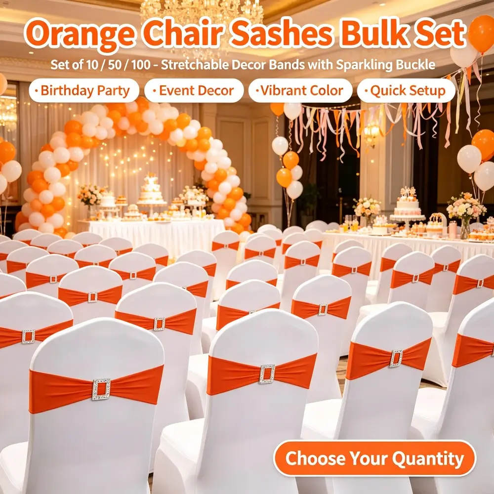 Elastic Chair Back Decorative Sashes, Reusable Seat Cover Ribbon, Wedding Party Decoration, Birthday, Christmas, Graduation, Hotel Event, Bulk Options