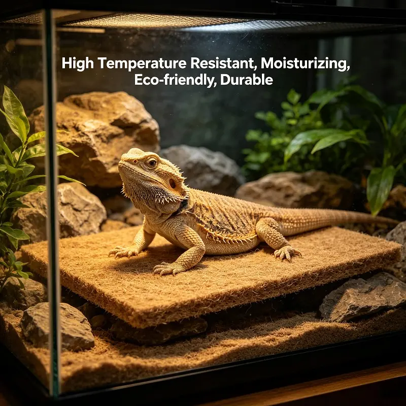 Natural Coconut Coir Mat for Reptiles, Breathable Moisture Retaining Pad, Ideal for Geckos Lizards Snakes, Pet Bedding Supplies