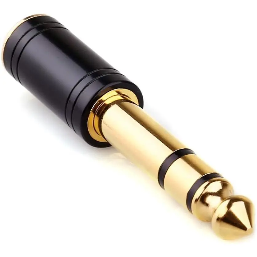 1/4 to 3.5mm Headphone Adapter, 6.35mm Male to 3.5mm Female, 1-Pack | 1/8" Female to 1/4" Male TRS stereo Audio Adapter; brass ; copper contacts; fits amp guitar piano keyboard mixer; black