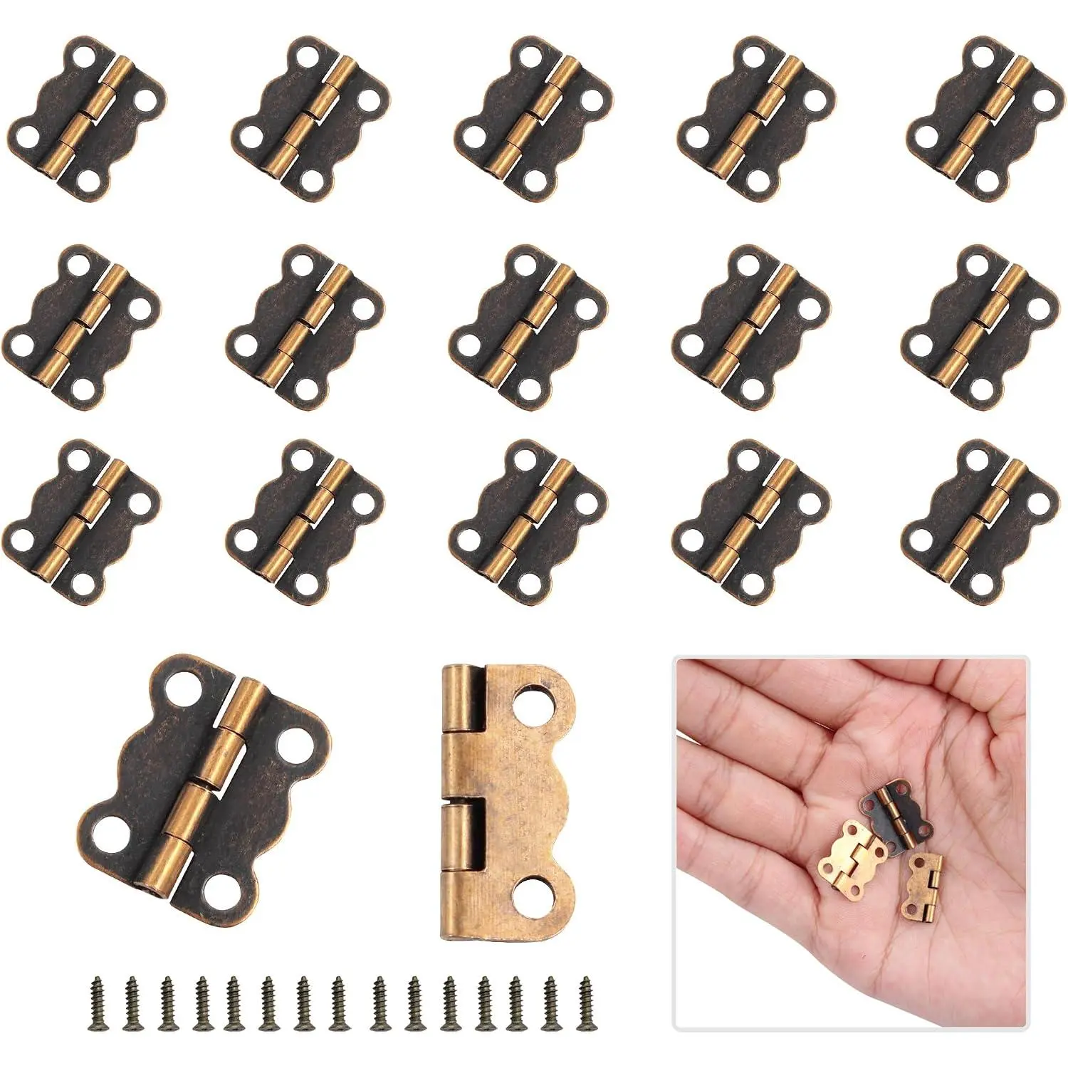 40 count 0.63 * 0.55 Inch Antique Butterfly Hinges, Red Bronze Design Box Hinges for Wooden  Box Door Cabinet Bin Wardrobe Suitcase Furniture