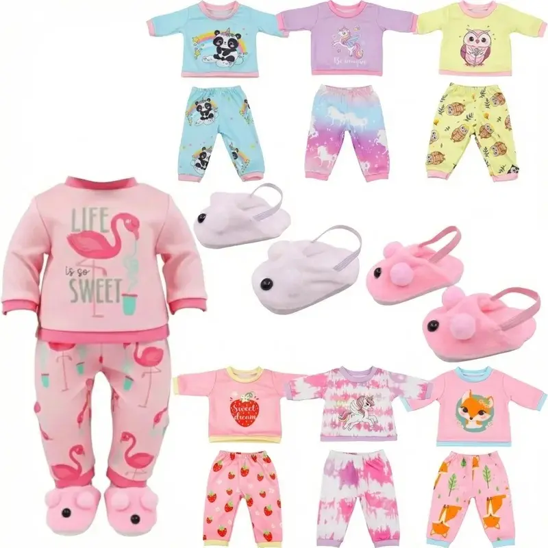 Cute Clothing & Plush Slippers Toy Accessory Set for 43cm Baby & 18-in Dolls, Must-Have Gift, Holiday Gift Exchange, Toy Pack