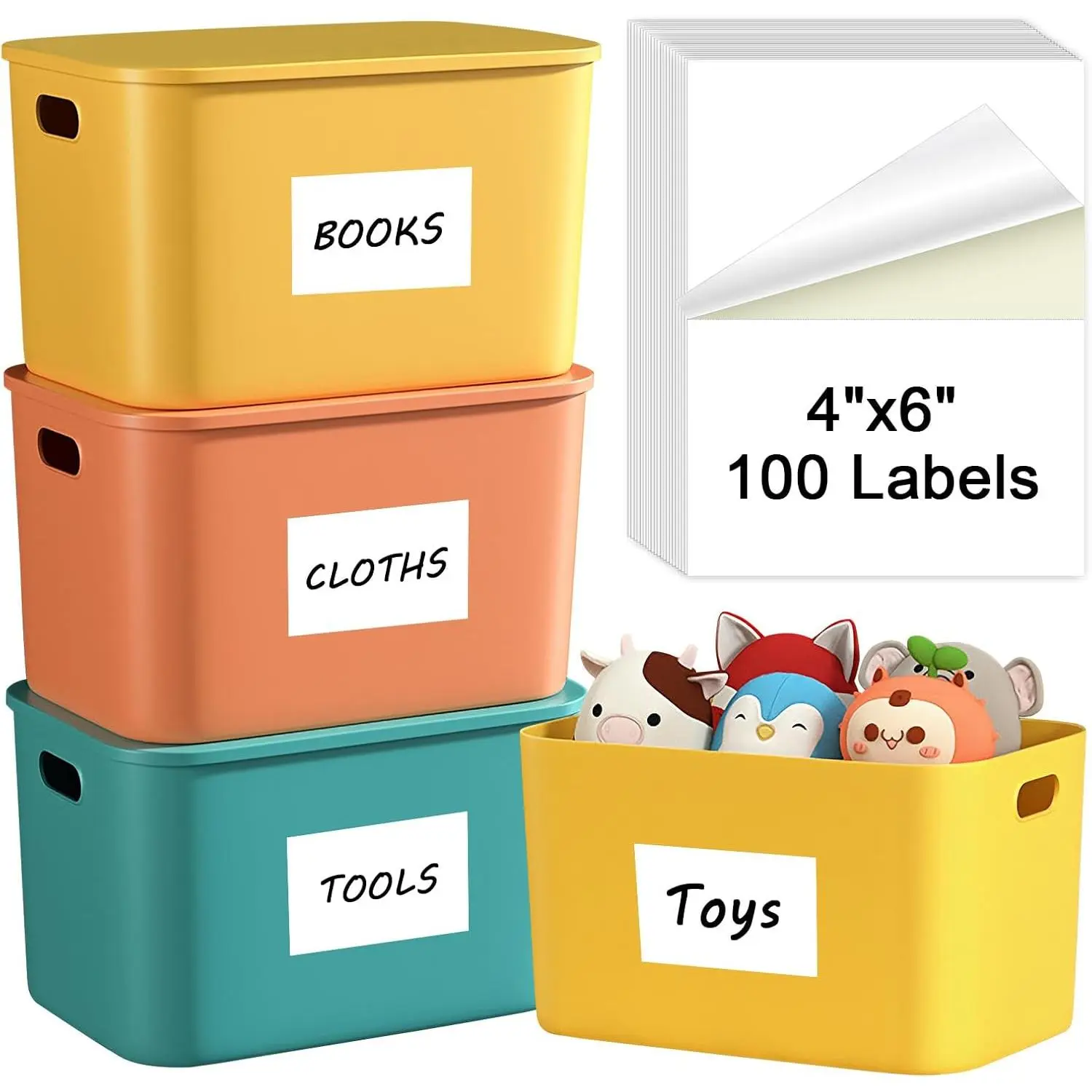 4x6 inch Removable Labels 100 count, Water/Oil/ Resistants No  for  Packing Box and Storage Bins, Matte White Paper Sheets, Permanent  Adhesive, Dries