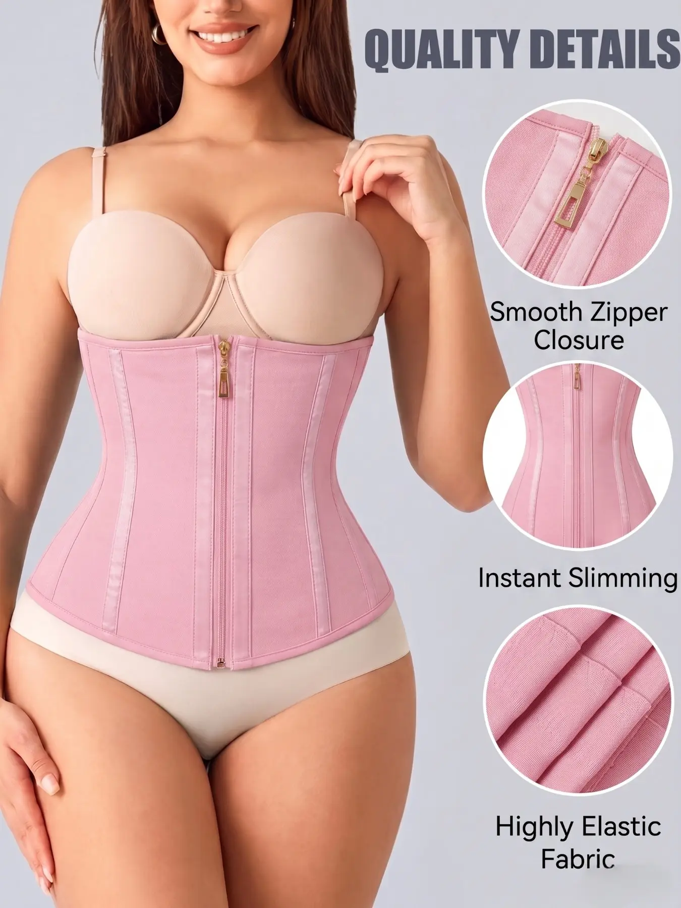 1 Count Women's Waist Trainer, Fajas, Tummy Control Shaper Corset, Adjustable Hook & Eye Closure Zipper Shapewear Belt, Waist Cincher, Colombian Waist Girdle, Matt Waist Trainers, Suitable For Daily Wear Or Gym