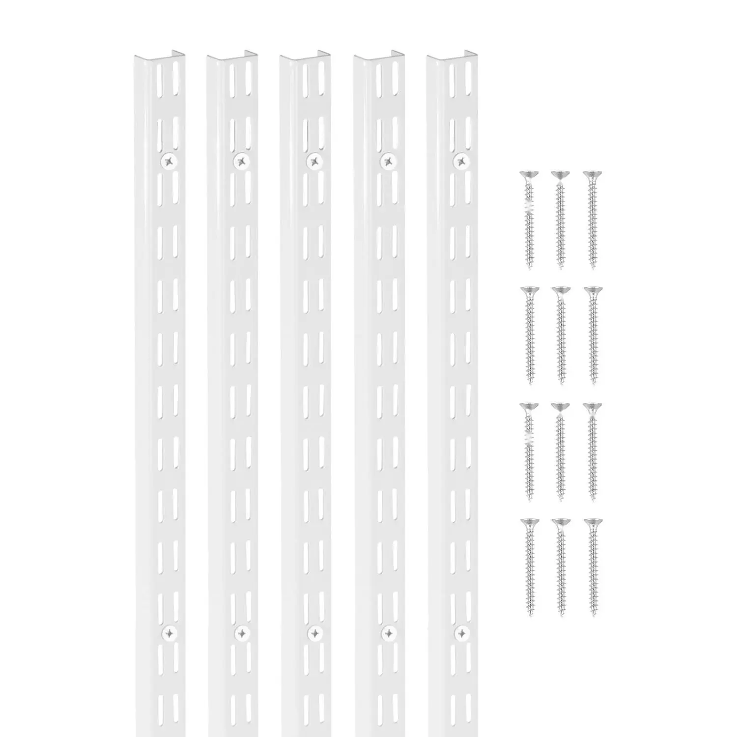 60-Inch Shelf Track System, 5-Pack Adjustable Steel Wall Mounted Shelf Pilaster Kit For Garage, Workshop, Utility Room, And Home Organization, Heavy-Duty, Rust-Resistant, Easy Install