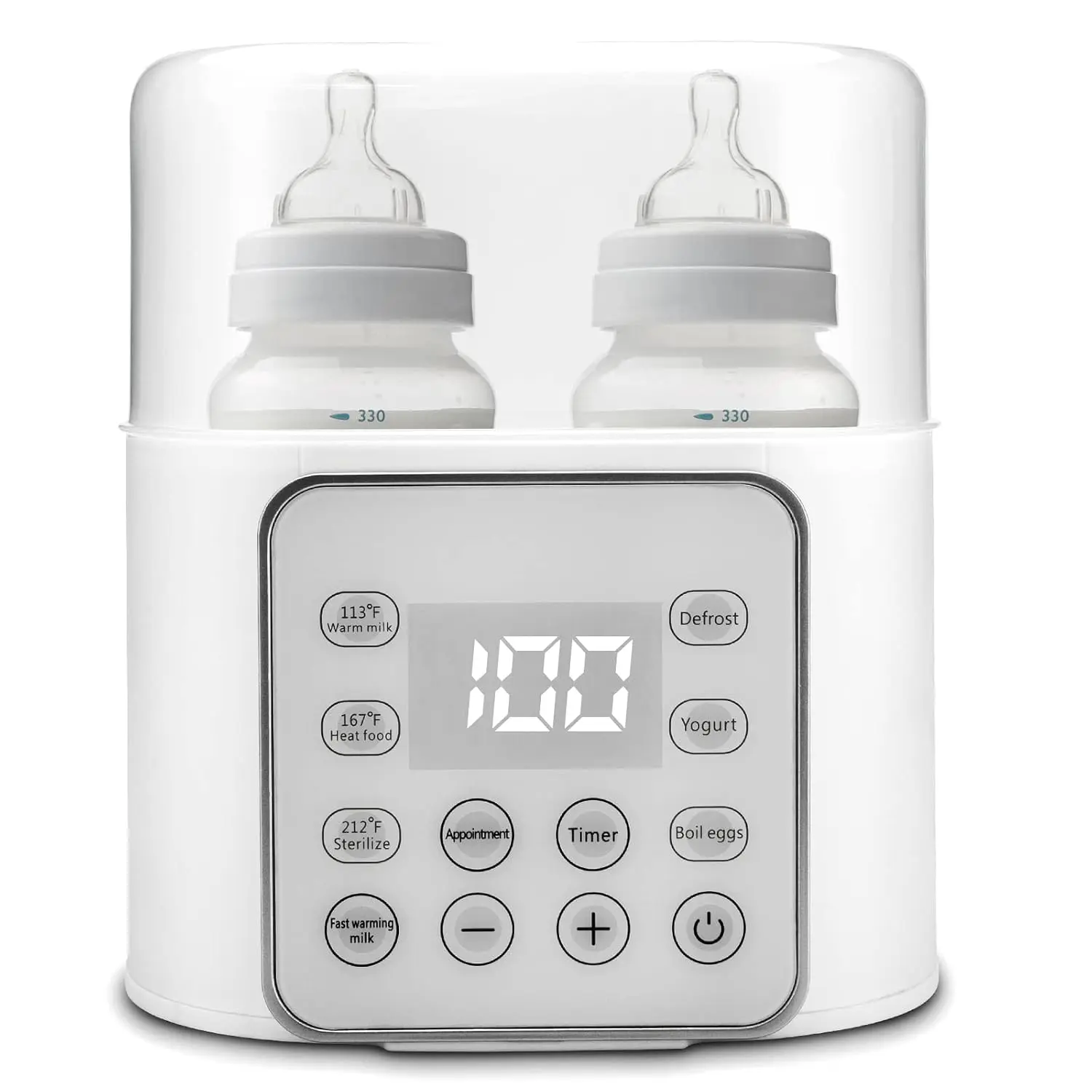 9-in-1 Baby Bottle Warmer, Fast Breastmilk & Formula Warmer with Timer, LCD Temperature Control, Defrost & Baby Food Heating, 24H Keep Warm for Twins