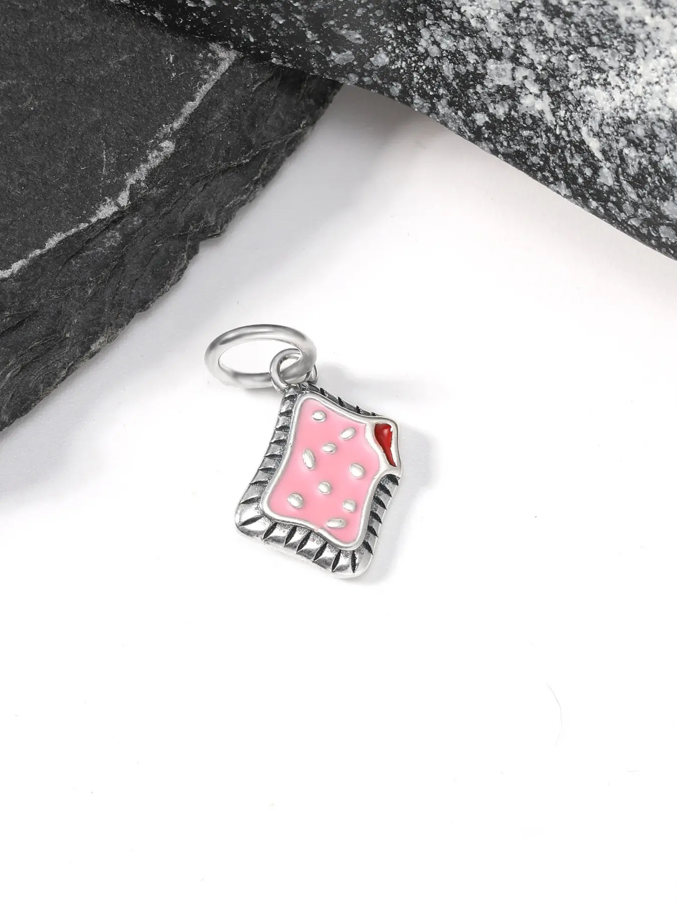 James Avery Charm S925 Sterling Silver Enamel Toast with Sprinkles Dangle Charm, Pendant for Bracelet Necklace, DIY Jewelry Making