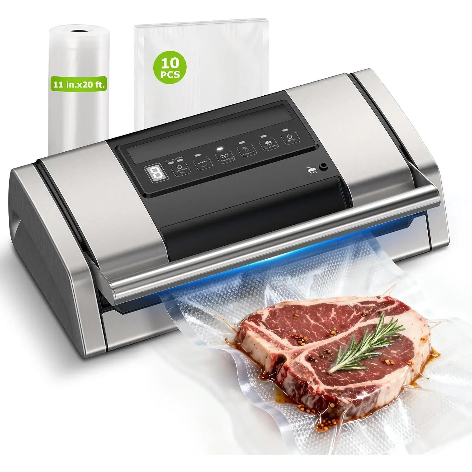Vacuum Sealer for , 5-in-1 Heavy Duty Performance | -in  & Bag Storage for Sous Vide, Vacuum Sealer Machine Suitable for Dry & Moist  Types, 1 Roll & 10 Bags