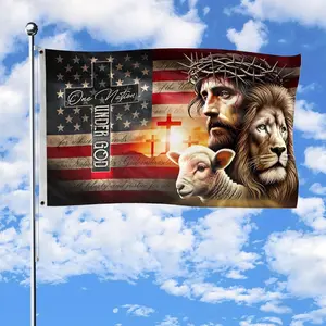 Single item pack. A national flag blessed by God-an American flag featuring a Jesus-themed design. Suitable for outdoor display, it also makes an excellent gift, suitable for both men and women.