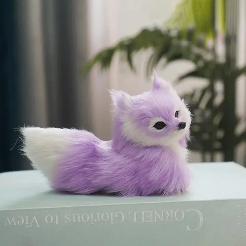 Soft Squatting Mini Plush Simulation Fox Soft Lifelike Plush Stuffed Fox Doll Cute Colorful Animal Figurine Home Decor