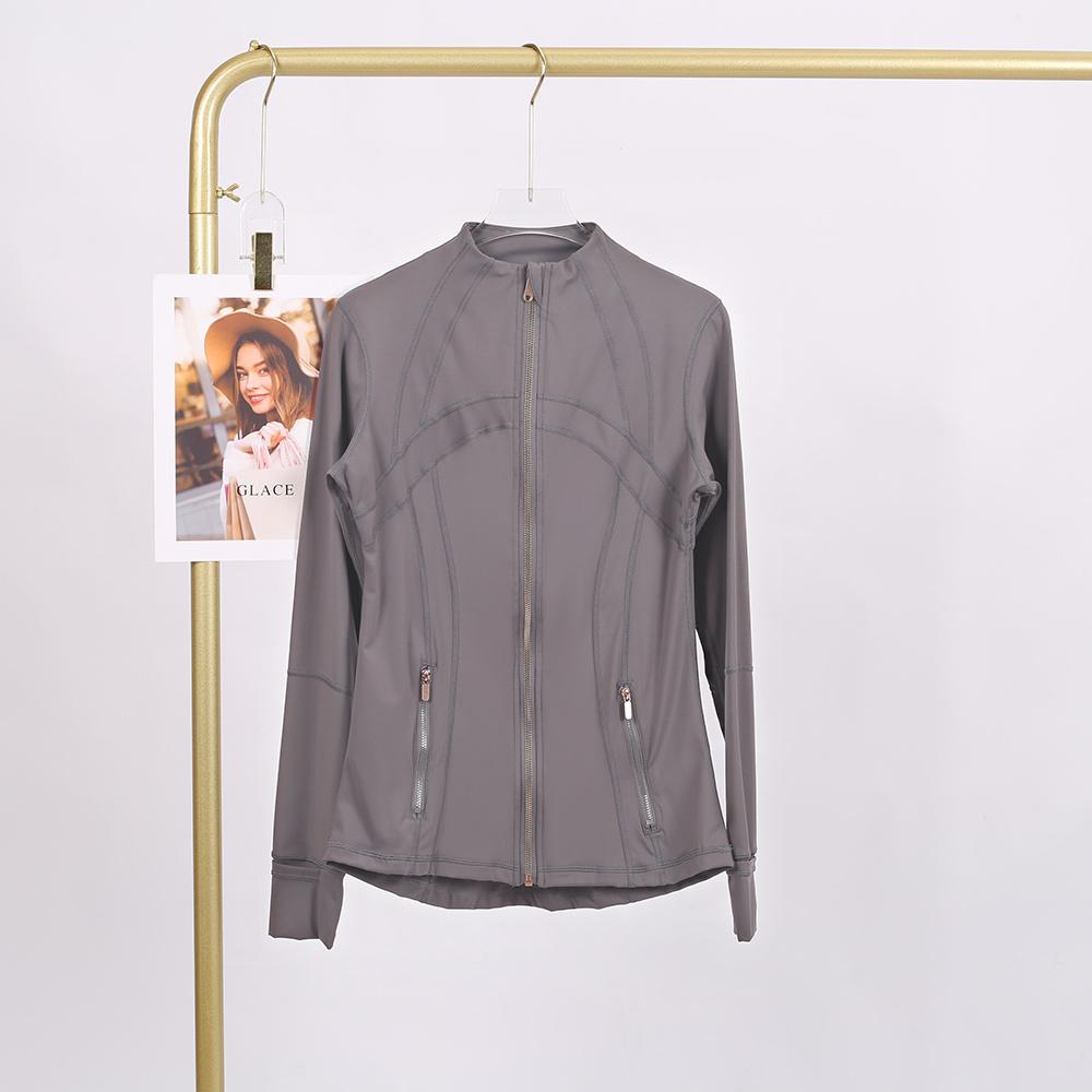LULU  Same style  Women's Stand-Up Collar Gold Zipper Yoga Top, Spring-Style Fitted Top, Sports Jacket, Fitness Long-Sleeve Sun Protection Jacket